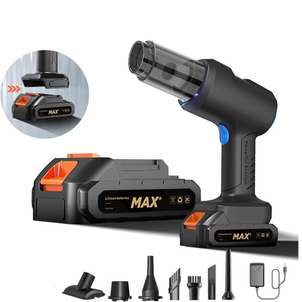 Wireless Portable Car Vacuum | 4-in-1 Air Duster & Vacuum Cleaner, 21000Pa Suction, 9000mAh Battery, Quick Charge, Handheld Cordless Design with Storage Box - Image 4