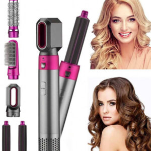 5 in 1 Hair Dryer Brush Styler – Hot Air Brush with Interchangeable Attachments for Drying, Curling, Straightening & Volumizing
