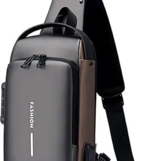 Anti-Theft Sling Bag with Number Lock – Blue & Brown Crossbody Travel Bag